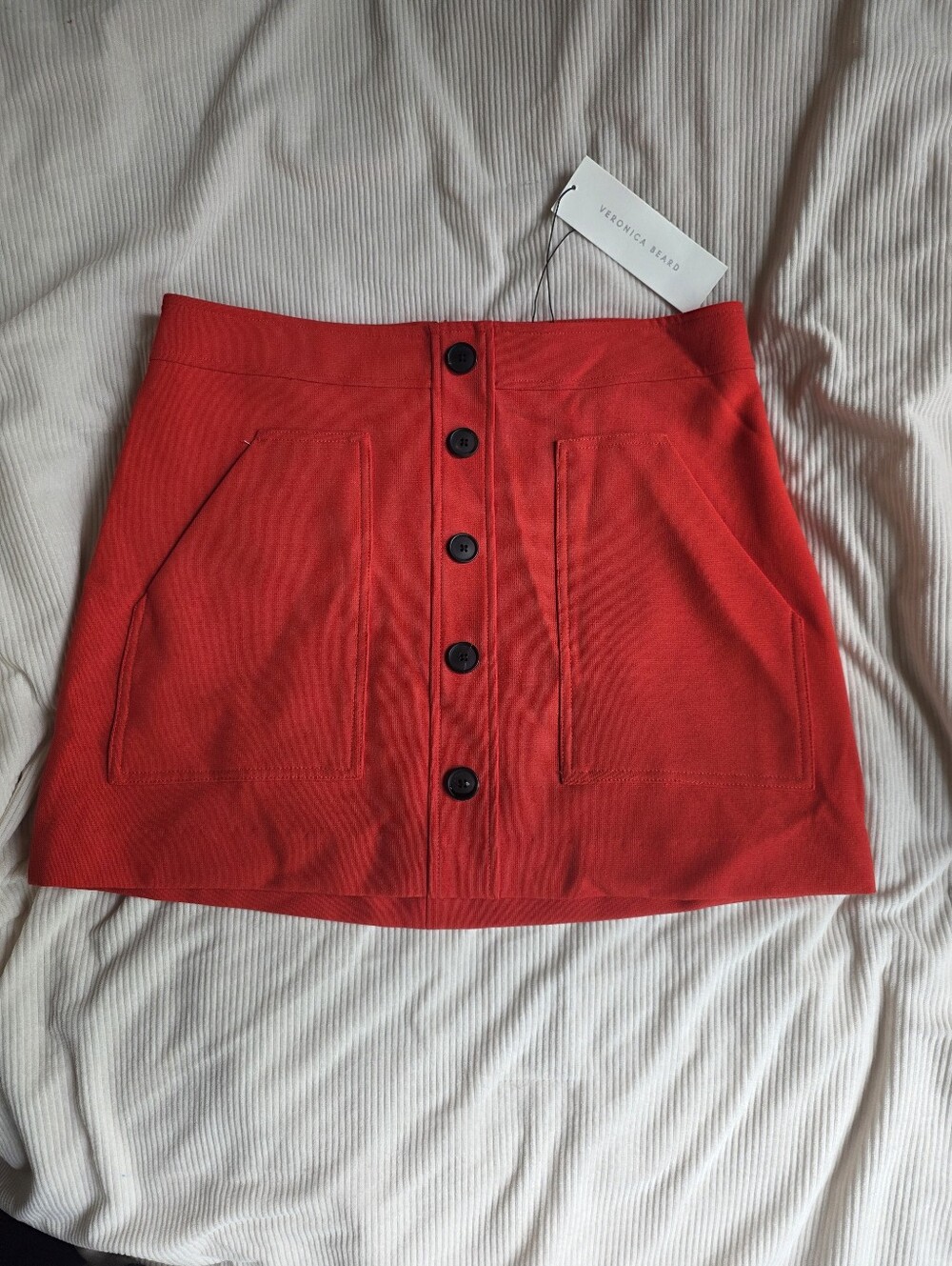 $395VERONICA BEARD CLASSIC FISHER SKIRT LINEN BLEND Viscose POCKETS Sz 10 Nwt